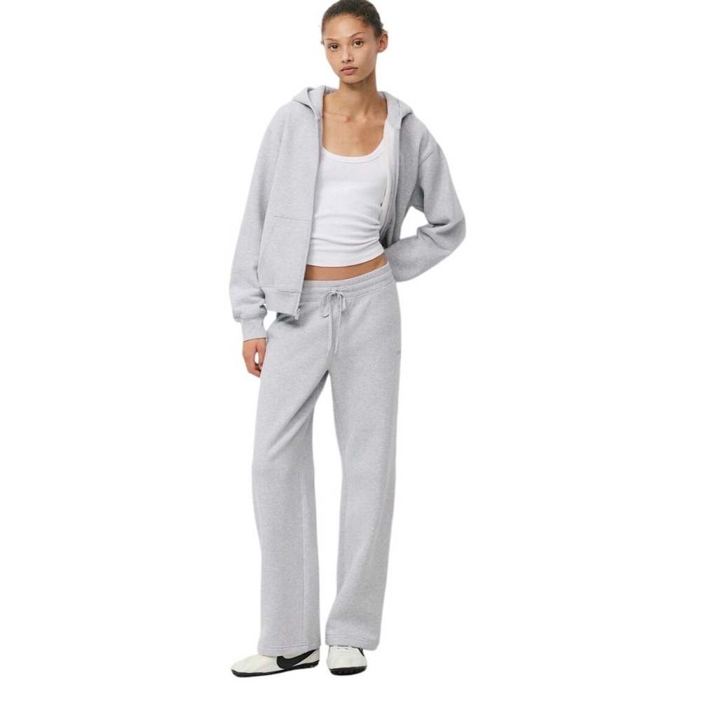 Aritzia Sweatfleece Perfect Fit Wide Leg Sweatpants Heather Gray Medium M
